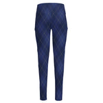 Navy Blue Argyle Pattern Print High-Waisted Pocket Leggings