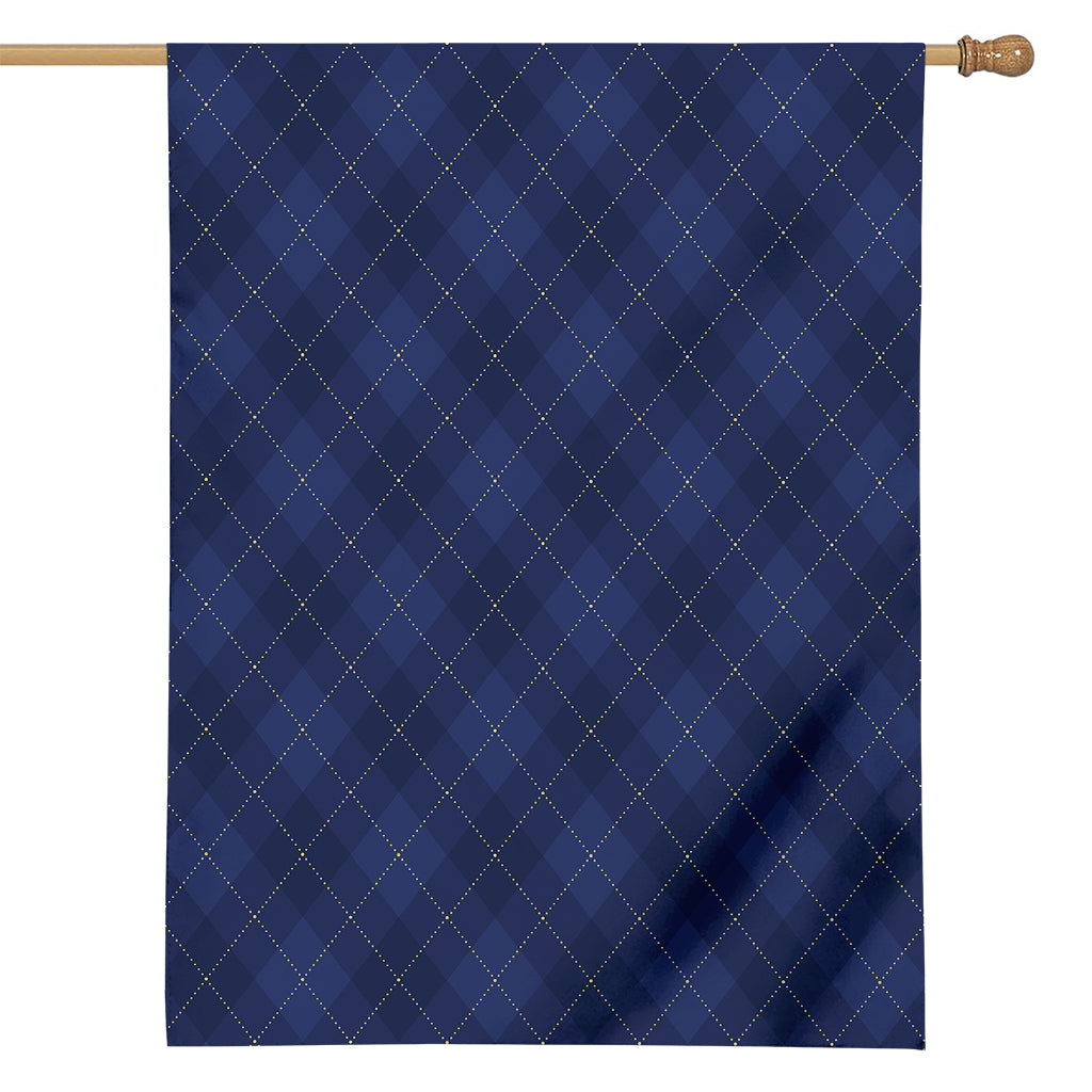 Navy Blue Argyle Pattern Print House Flag