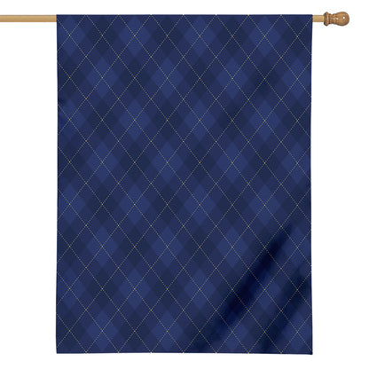 Navy Blue Argyle Pattern Print House Flag