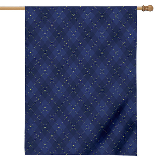 Navy Blue Argyle Pattern Print House Flag