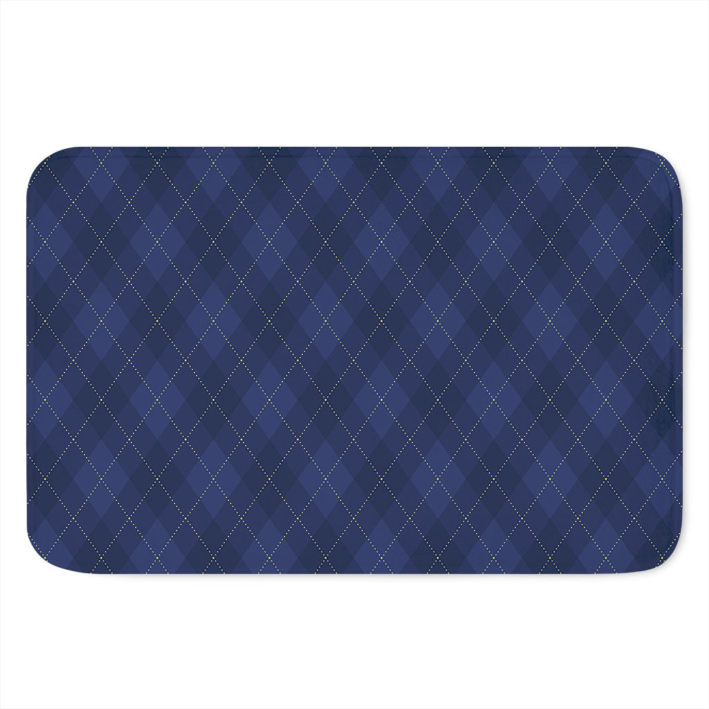 Navy Blue Argyle Pattern Print Indoor Door Mat