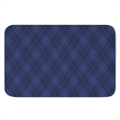 Navy Blue Argyle Pattern Print Indoor Door Mat