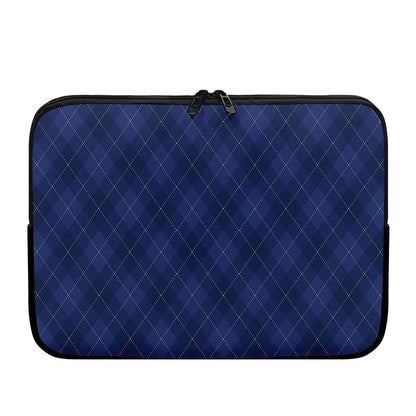 Navy Blue Argyle Pattern Print Laptop Sleeve