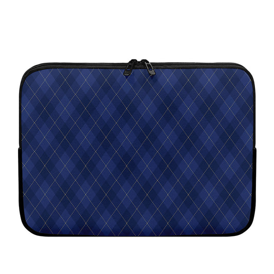 Navy Blue Argyle Pattern Print Laptop Sleeve