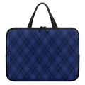 Navy Blue Argyle Pattern Print Laptop Sleeve With Handle