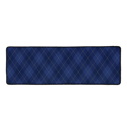 Navy Blue Argyle Pattern Print Long Kitchen Mat