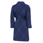 Navy Blue Argyle Pattern Print Men's Bathrobe