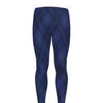 Navy Blue Argyle Pattern Print Men's leggings