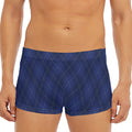 Navy Blue Argyle Pattern Print Men's Short Boxer Briefs