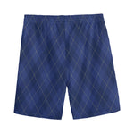 Navy Blue Argyle Pattern Print Men's Sports Shorts