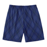 Navy Blue Argyle Pattern Print Men's Swim Trunks