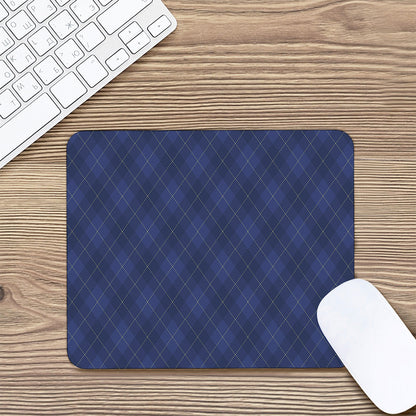 Navy Blue Argyle Pattern Print Mouse Pad