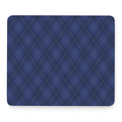 Navy Blue Argyle Pattern Print Mouse Pad
