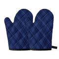 Navy Blue Argyle Pattern Print Oven Mitts