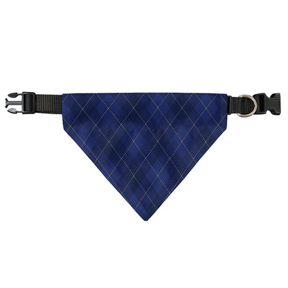 Navy Blue Argyle Pattern Print Over The Collar Dog Bandana