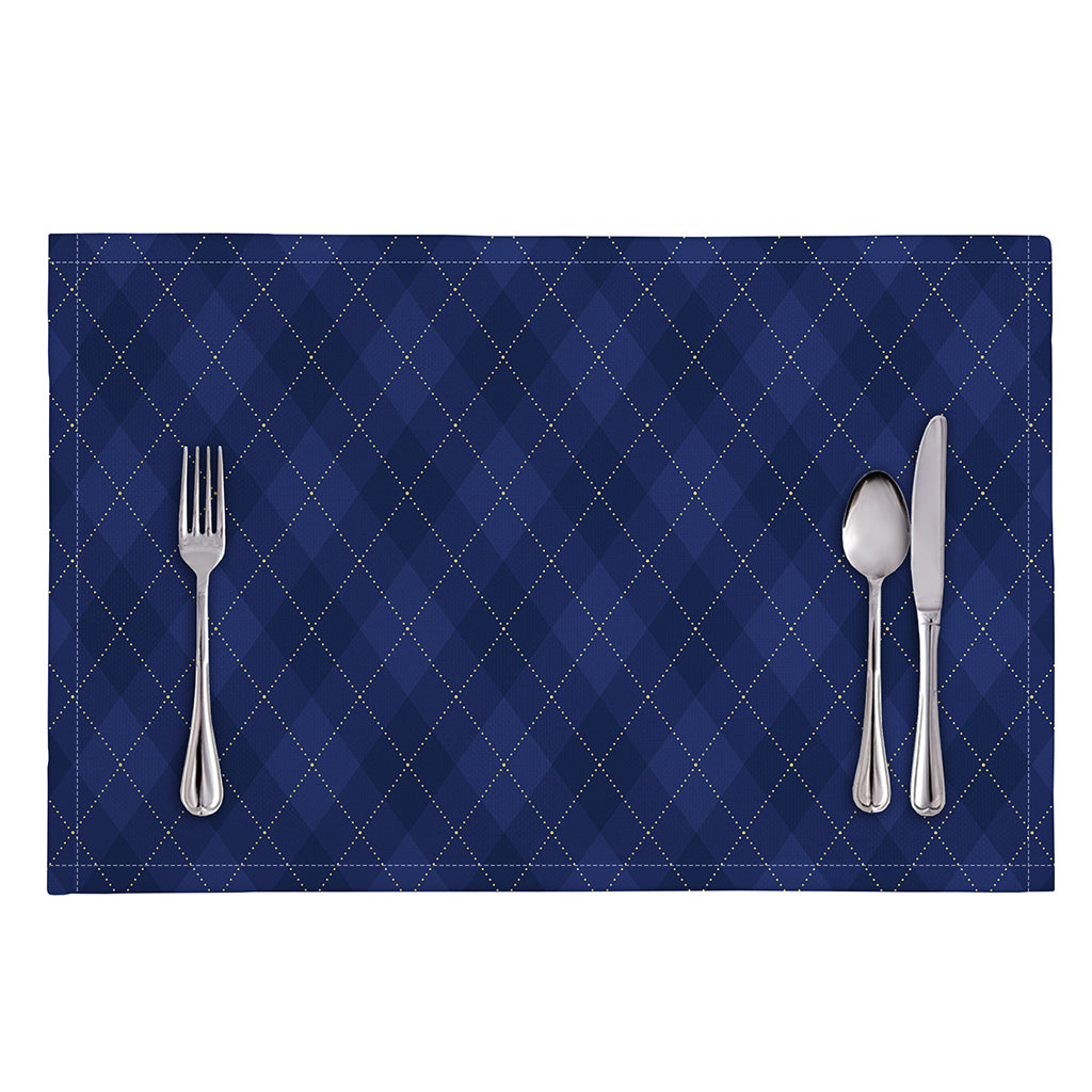 Navy Blue Argyle Pattern Print Placemat
