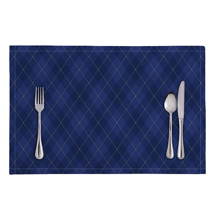 Navy Blue Argyle Pattern Print Placemat