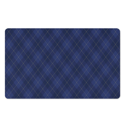 Navy Blue Argyle Pattern Print Polyester Doormat