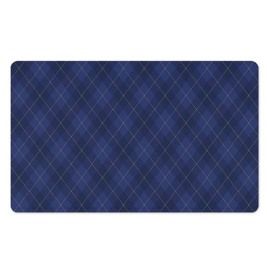 Navy Blue Argyle Pattern Print Polyester Doormat