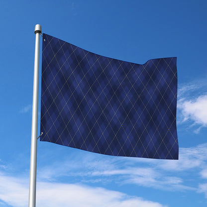Navy Blue Argyle Pattern Print Polyester Flag