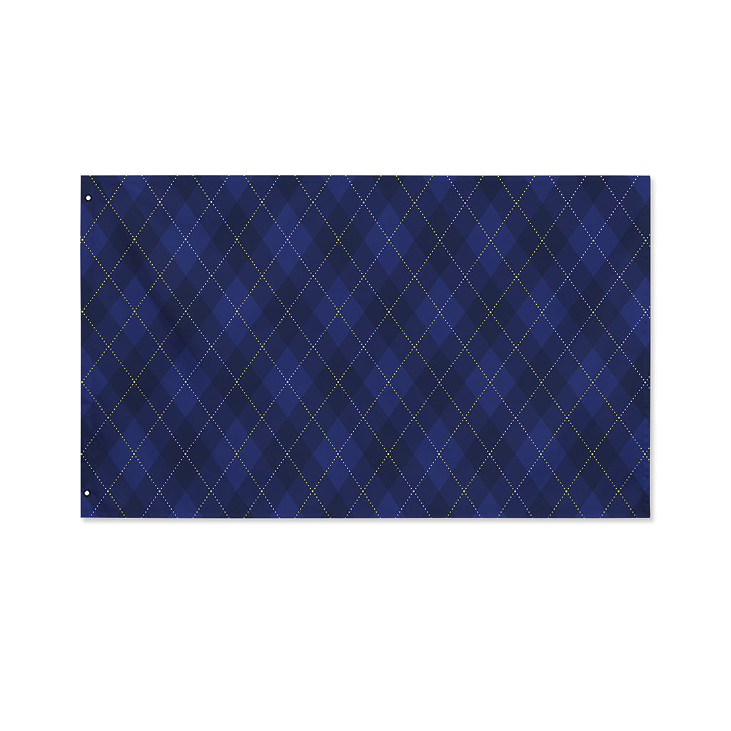 Navy Blue Argyle Pattern Print Polyester Flag