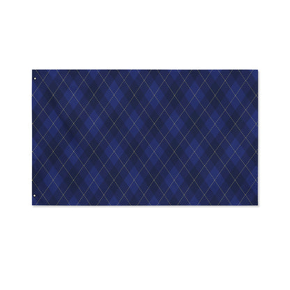 Navy Blue Argyle Pattern Print Polyester Flag