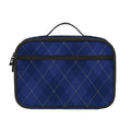 Navy Blue Argyle Pattern Print Portable Lunch Bag