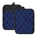 Navy Blue Argyle Pattern Print Pot Holders With Pocket