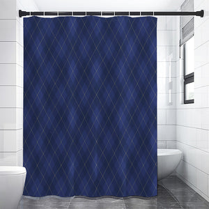 Navy Blue Argyle Pattern Print Premium Shower Curtain