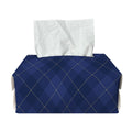 Navy Blue Argyle Pattern Print Rectangle Tissue Box Cover
