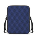 Navy Blue Argyle Pattern Print Rectangular Crossbody Bag