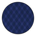 Navy Blue Argyle Pattern Print Round Floor Mat
