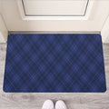 Navy Blue Argyle Pattern Print Rubber Doormat