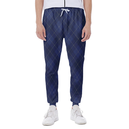 Navy Blue Argyle Pattern Print Scuba Joggers
