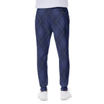 Navy Blue Argyle Pattern Print Scuba Joggers