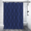 Navy Blue Argyle Pattern Print Shower Curtain