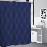 Navy Blue Argyle Pattern Print Shower Curtain