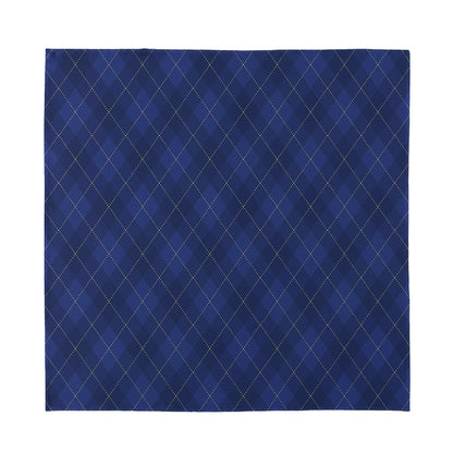 Navy Blue Argyle Pattern Print Silk Bandana