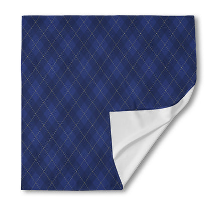 Navy Blue Argyle Pattern Print Silk Bandana