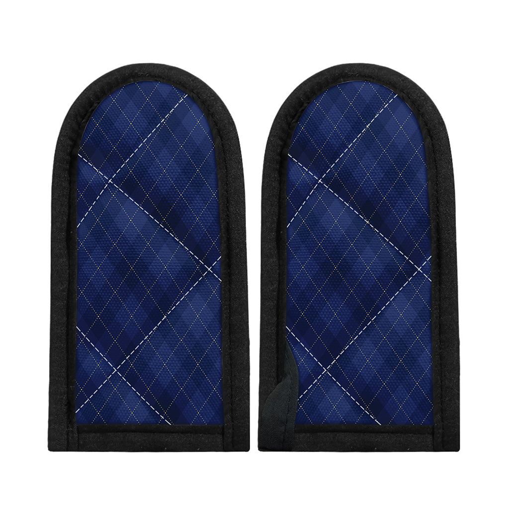 Navy Blue Argyle Pattern Print Skillet Handle Cover
