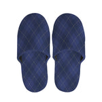 Navy Blue Argyle Pattern Print Slippers