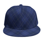 Navy Blue Argyle Pattern Print Snapback Cap