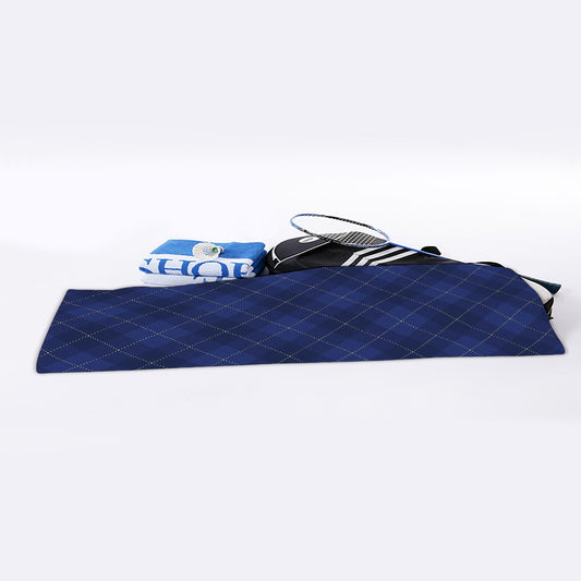 Navy Blue Argyle Pattern Print Sports Towel