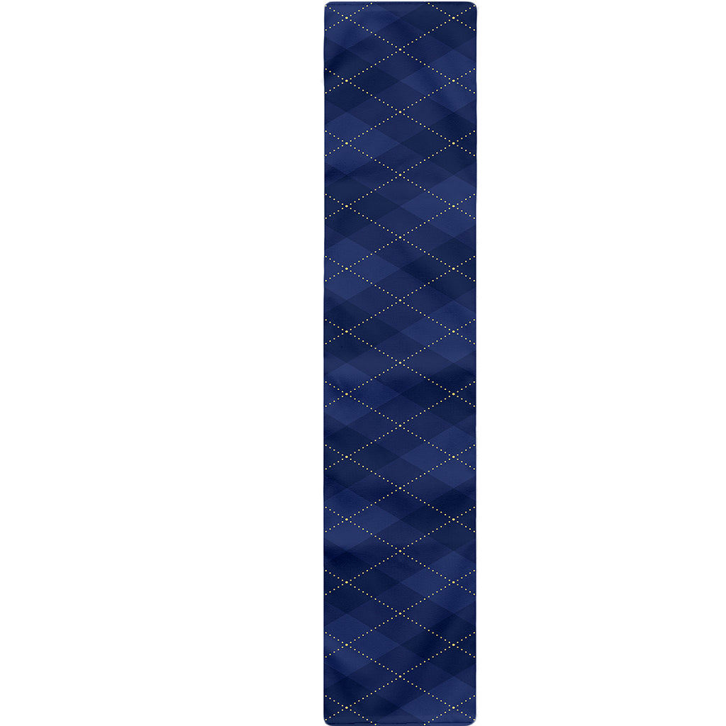 Navy Blue Argyle Pattern Print Table Runner