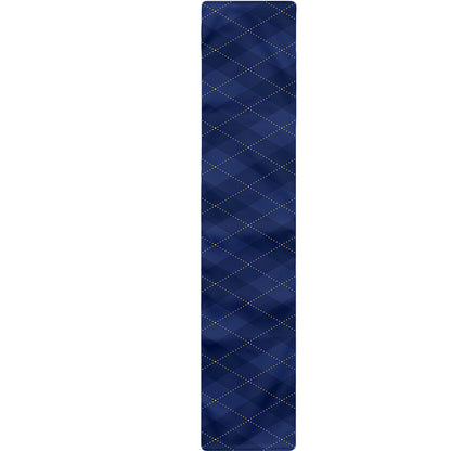 Navy Blue Argyle Pattern Print Table Runner