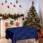 Navy Blue Argyle Pattern Print Tablecloth
