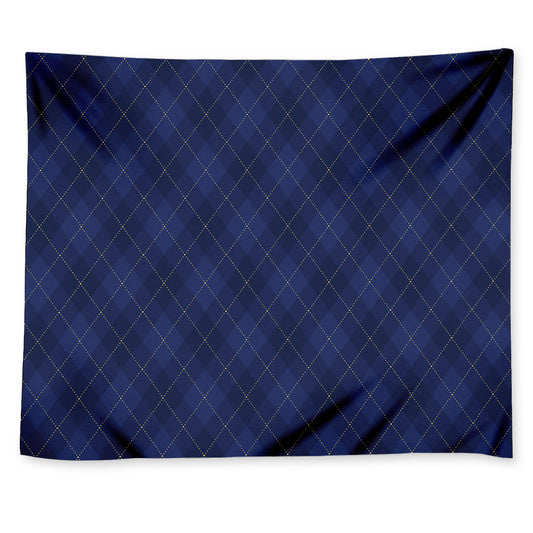 Navy Blue Argyle Pattern Print Tapestry
