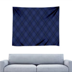 Navy Blue Argyle Pattern Print Tapestry