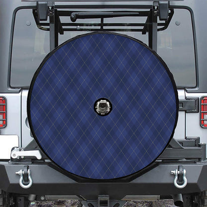 Navy Blue Argyle Pattern Print Tire Cover With Camera Hole