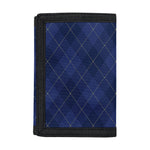 Navy Blue Argyle Pattern Print Trifold Wallet